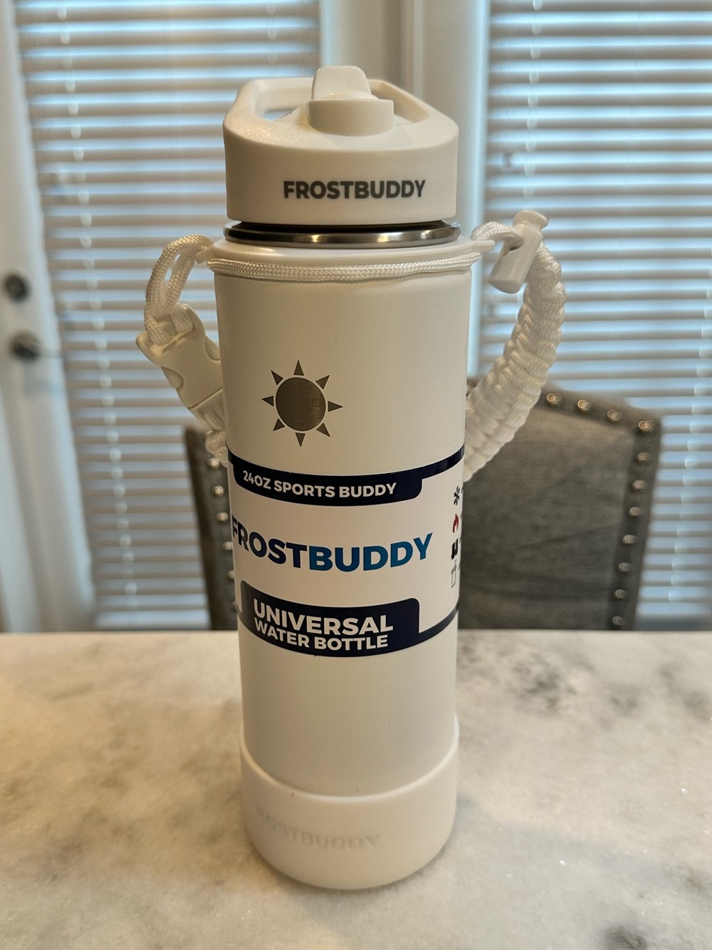 Frost Buddy White Limited Edition Universal Flip Top 24oz Water Bottle